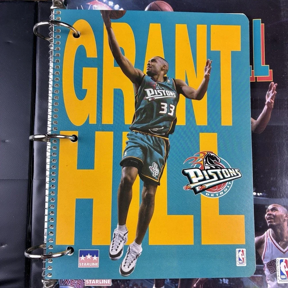 Grant Hill Starline 1998 Detroit Pistons‎ Binder Notebook 2 Folders NBA Vintage